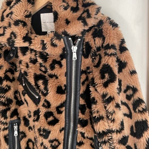 Avec Les Filles Teddy Faux Fur Biker Jacket - Picture 8 of 16